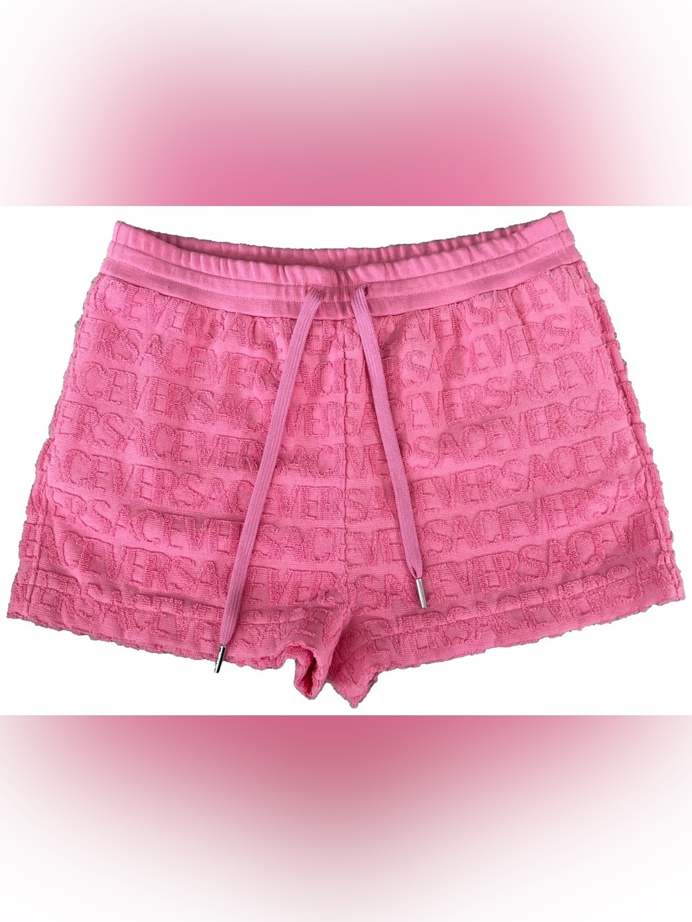 Versace Pink Terry Logo Shorts